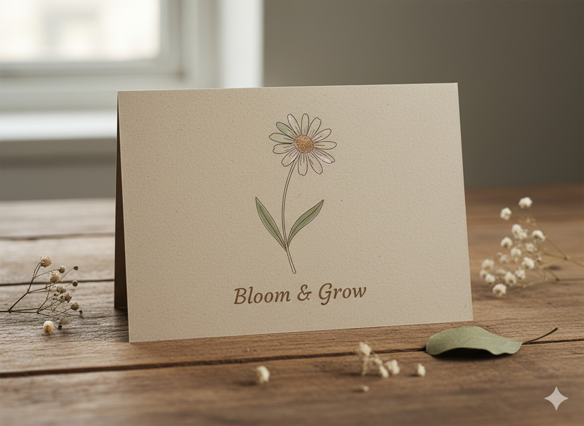 Natuurtinten kaart met eenvoudige bloem